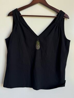 St. John Sport By Marie Gray Pineapple Sequin Sleeveless Blouse Large Tank